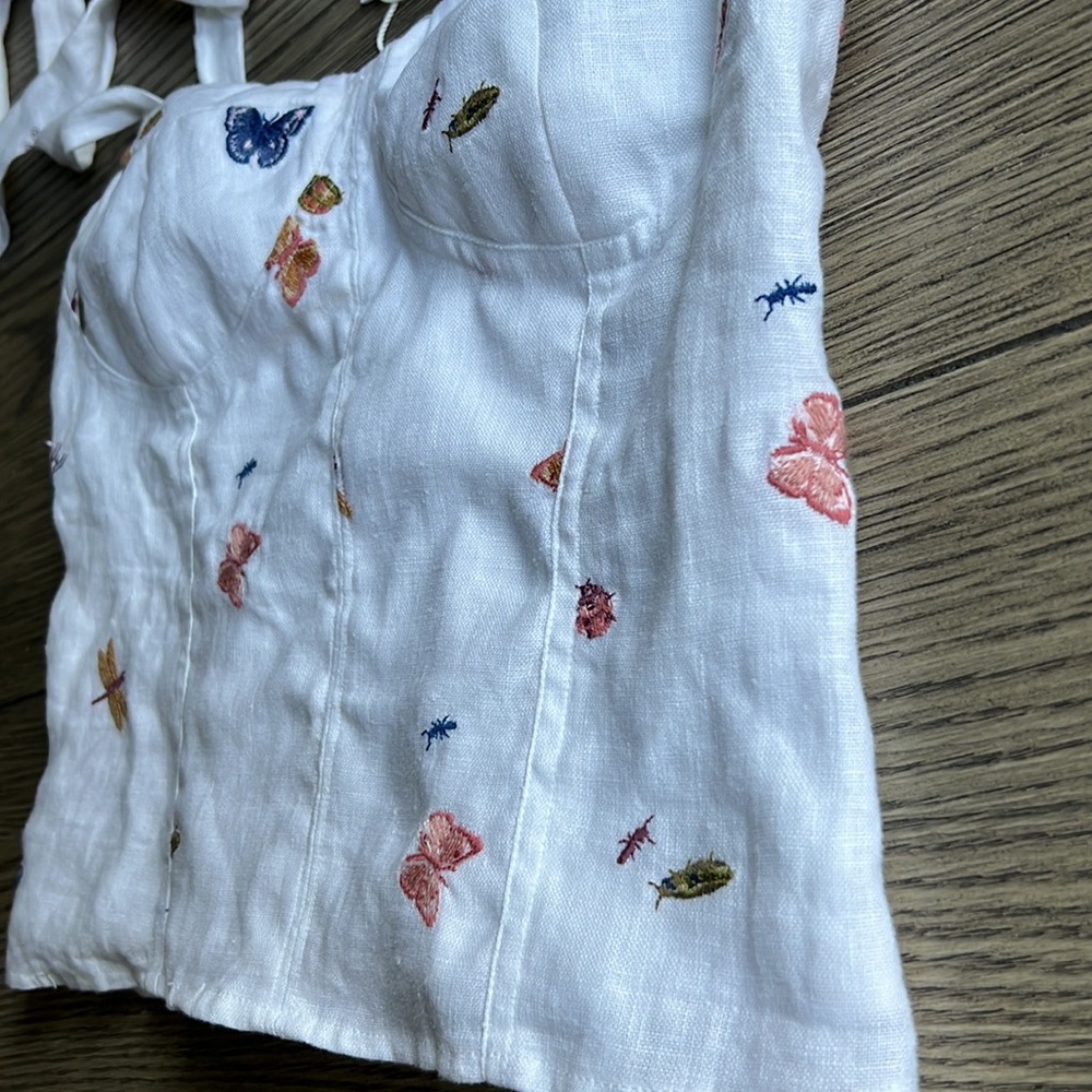 Reformation 100% Linen Jaxon Top Ladybugs NWT 148$ - Picture 5 of 6